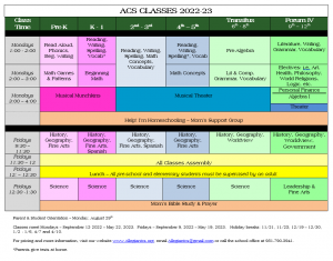 Class Schedules 2022-23